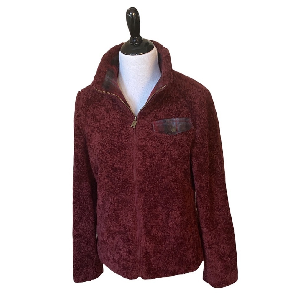 Pendleton Women’s Jacket Deep Pile Full Zip. Size Medium Burgundy Color